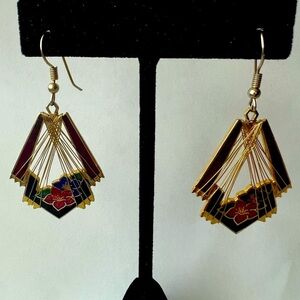 Vintage Enamel Chandelier Earrings